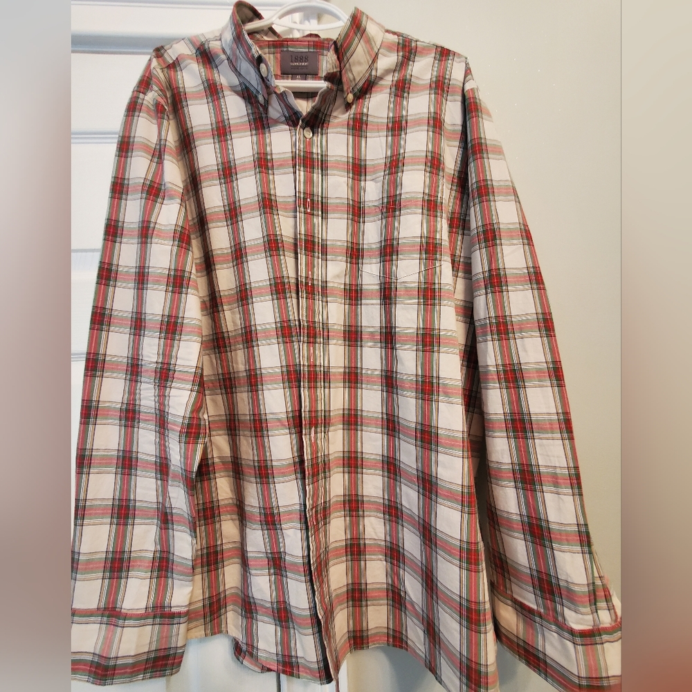 Mens long sleeve Saddlebred plaid button down shirt